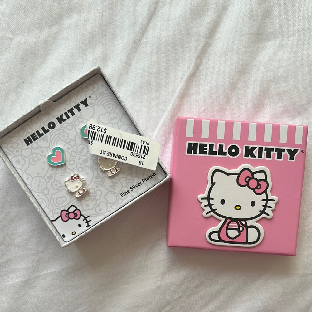 Hello Kitty Pink and Silver Jewelry Set with Stud Earrings